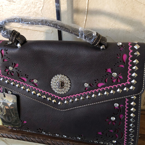 Montana West Brown Floral Cutout Crossbody NWT - Picture 2 of 6